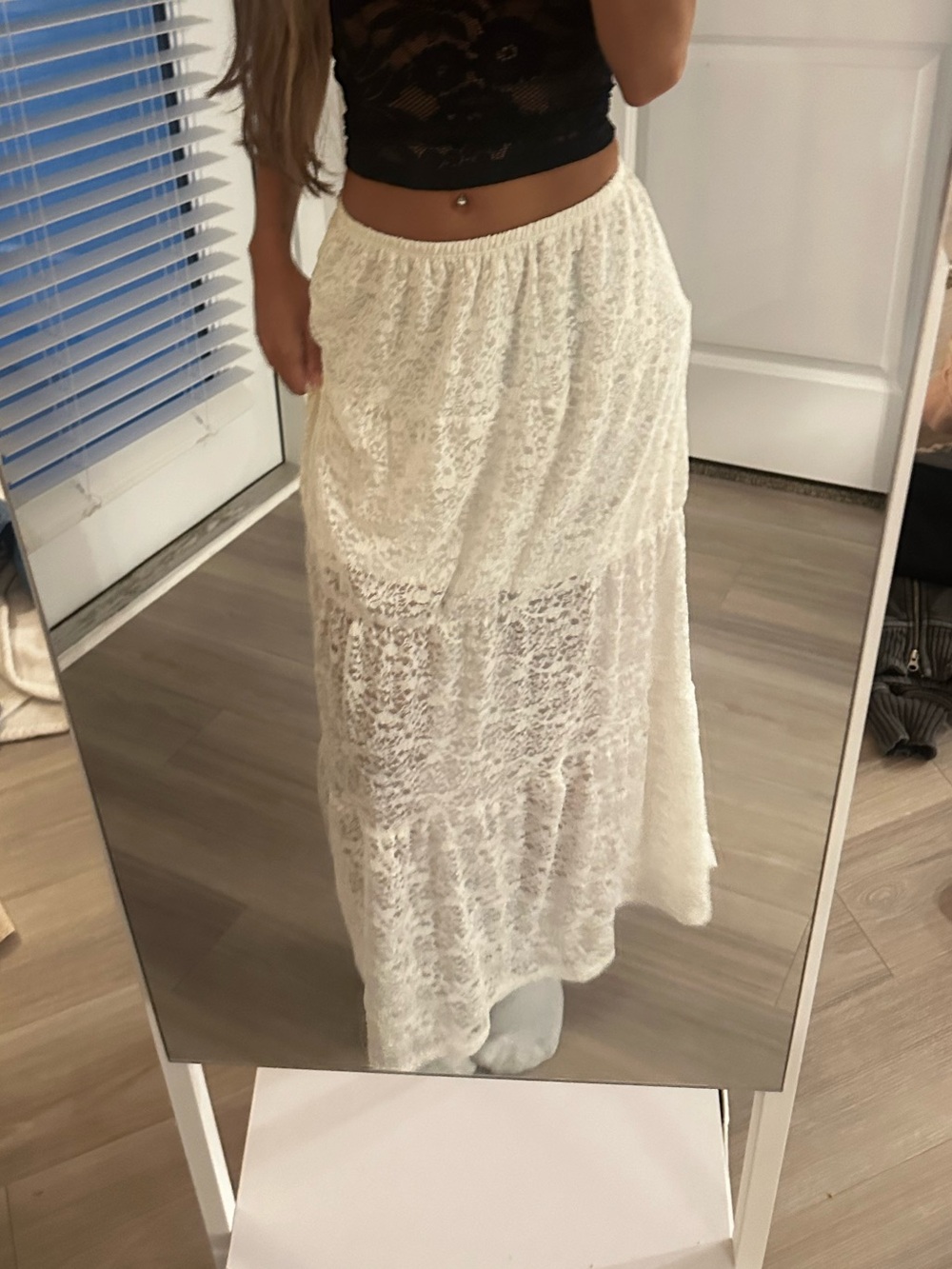 White Lace Maxi Skirt - Elegant Tiered Design
